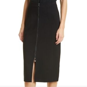 Donna Karan NY NWT Black Zipper Front Midi Skirt